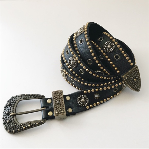 Sand Castle Accessories - Sand Castle Vintage Black and Silver Leather belt